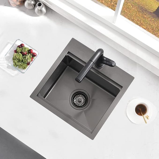 15 Inch Black Bar Sink Drop In Workstation-Bokaiya 15x15 Drop In Bar Sink Small - Image 2