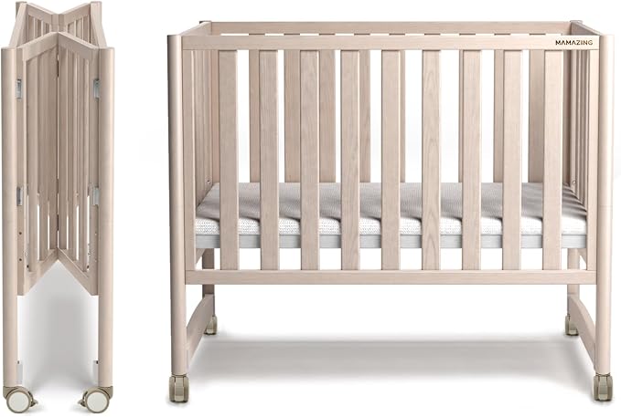 EvoNook 6-in-1 Convertible Mini Crib, 100% New Zealand Wood, 4 Adjustable by MAMAZING