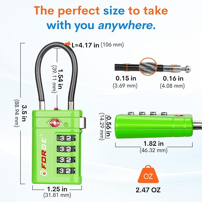 Forge TSA Approved Luggage Locks 4 Digit Combination TSA Travel Locks - Image 8