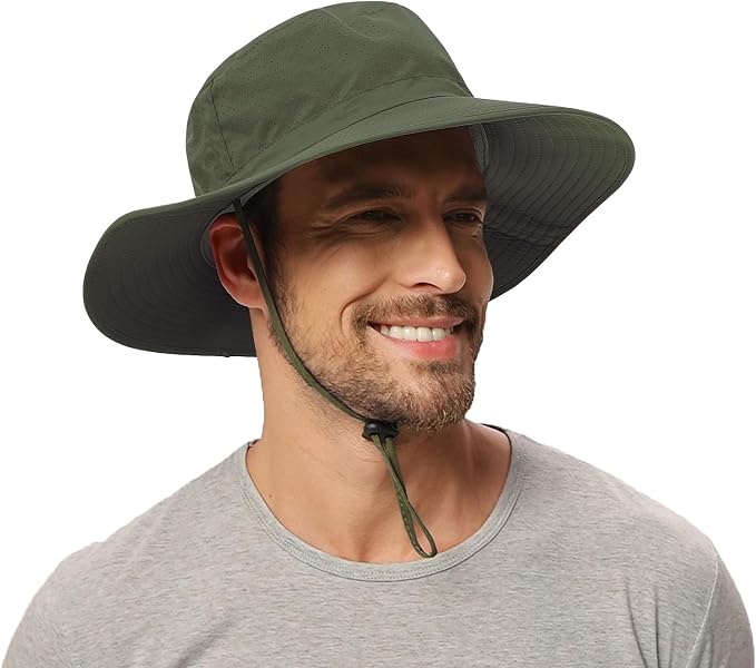 Rosoz Sun Hat for Men Women Boonie Bucket Hat Wide Brim Breathable Cooling by Rosoz