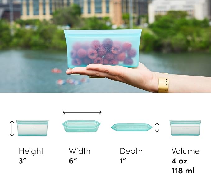 Zip Top Reusable Food Storage Bags | Snack Bag | Silicone Meal Prep Container | - Image 4