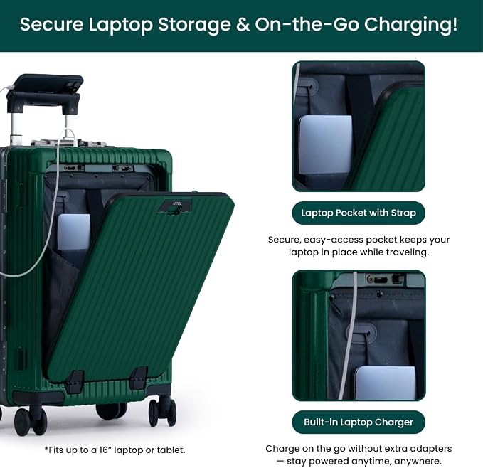 Nobl Travel Carry On Luggage, Noble Zipperless Aluminum Frame PC Hard Shell - Image 2