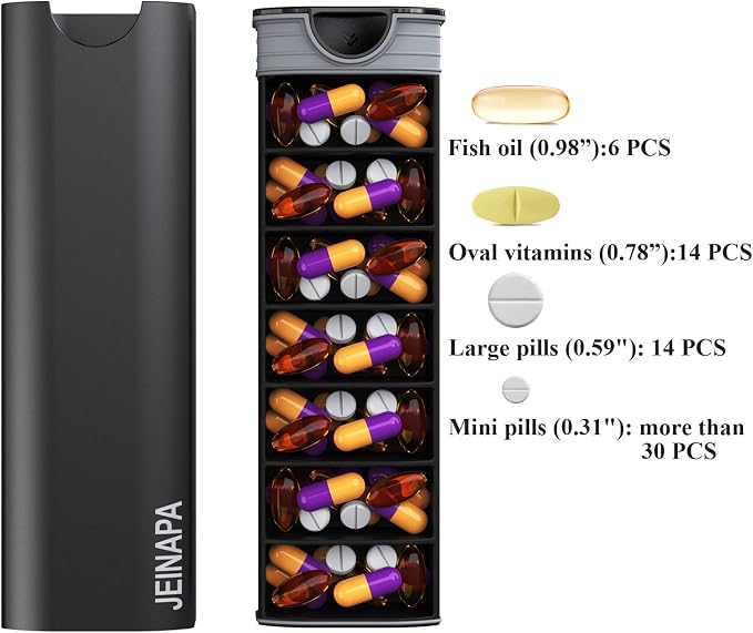 Extra Large Pill Organizer 7 Day, Aluminum Daily Pill Box, Weekly Travel Pill - Image 2