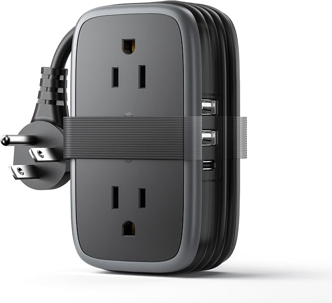Travel Power Strip with USB C Port, NTONPOWER Flat Plug Extension Cord with 4 by NTONPOWER