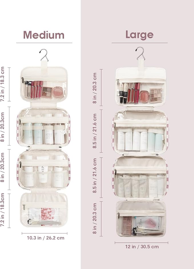 Narwey Travel Toiletry Bag for Women Large Hanging Makeup Bag Organizer - Image 3