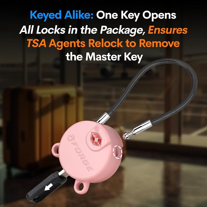 Forge TSA Approved Luggage Locks Ultra-Secure Dimple Key Cable Locks - Image 4