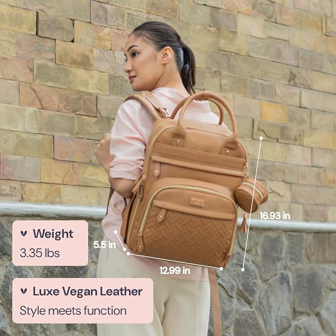 BabbleRoo Leather Diaper Bag Backpack - Image 3