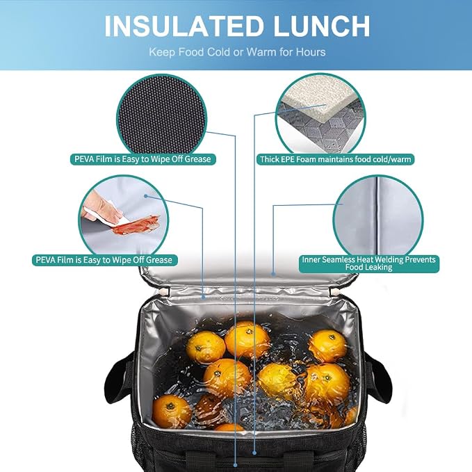 iknoe Large Foldable Cooler Bag, 8.5L Insulated Lunch Bag, Leakproof Lunch - Image 6