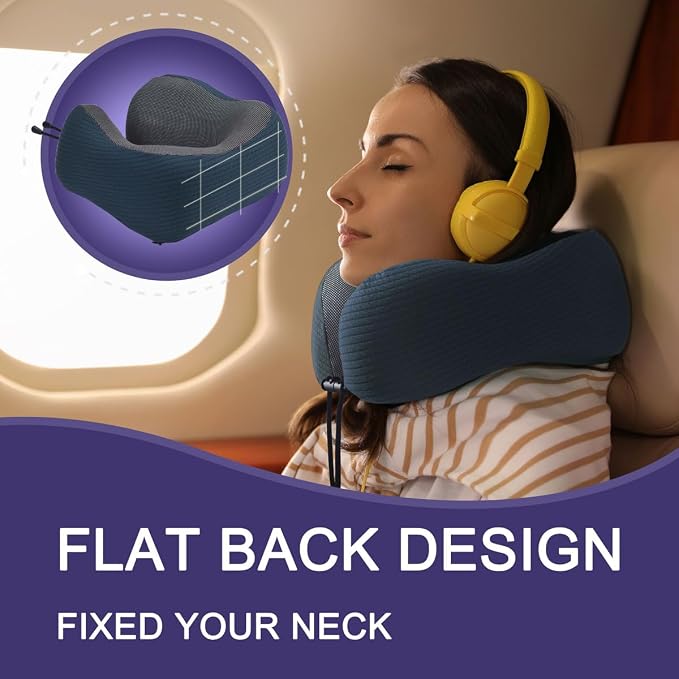 napfun Neck Pillow for Traveling, Upgraded Travel Neck Pillow for Airplane 100% - Image 4