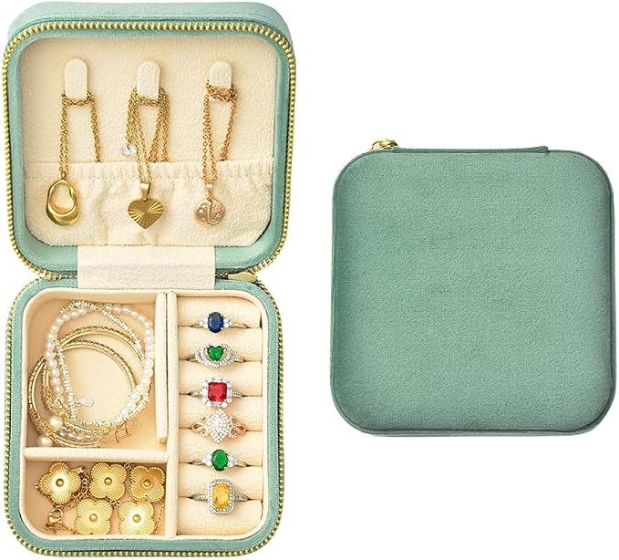 Travel Jewelry Case, Small Plush Velvet Jewelry Box by TAIMY