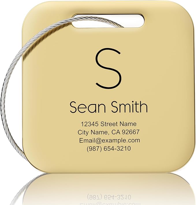 Personalized Engraved Gold Metal Luggage Tags by FamiB