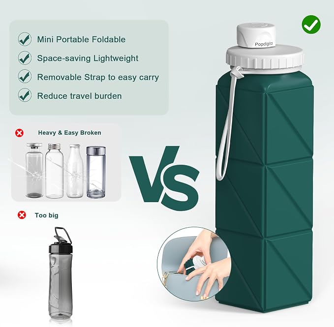 Portable Collapsible Water Bottles, BPA Free Food-Grade Silicone Reusable water - Image 6