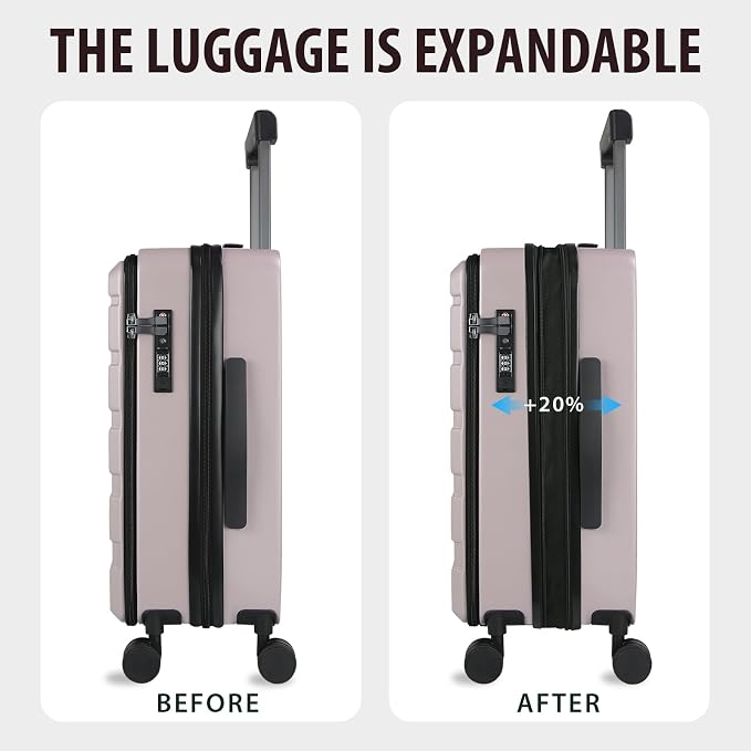 KROSER Carry On Luggage with Spinner Wheels & Built-in TSA Lock, Expandable Top - Image 5
