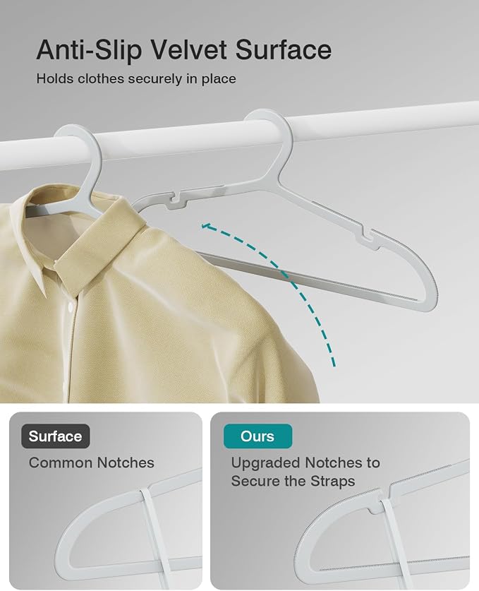 100 Pack Clothes Hangers, Non Slip Plastic Coat Hangers, Space Saving, Heavy - Image 7
