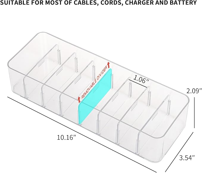 Yesesion Clear Plastic Cable Organizer Box - Image 3