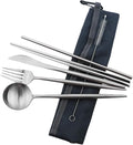 Gugrida Reusable Travel Utensils, 7 Pieces Portable 18/10 Stainless Steel by Gugrida