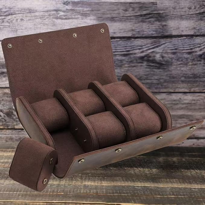 Genuine Leather Watch Roll Travel Case, Vintage Full Grain Leather Watch Box - Image 5