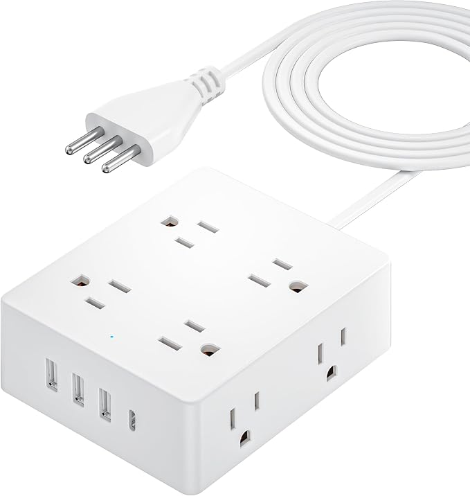 Italy Travel Plug Adapter, Olcorife US to Italy Type L Plug Adapter, by olcorife