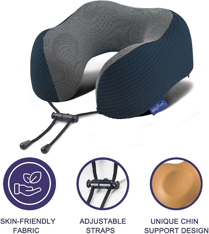 napfun Neck Pillow for Traveling, Upgraded Travel Neck Pillow for Airplane 100% - Image 3