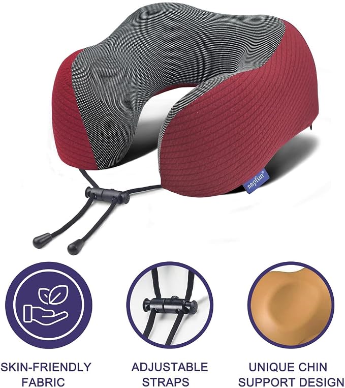 napfun Neck Pillow for Traveling, Upgraded Travel Neck Pillow for Airplane 100% - Image 3