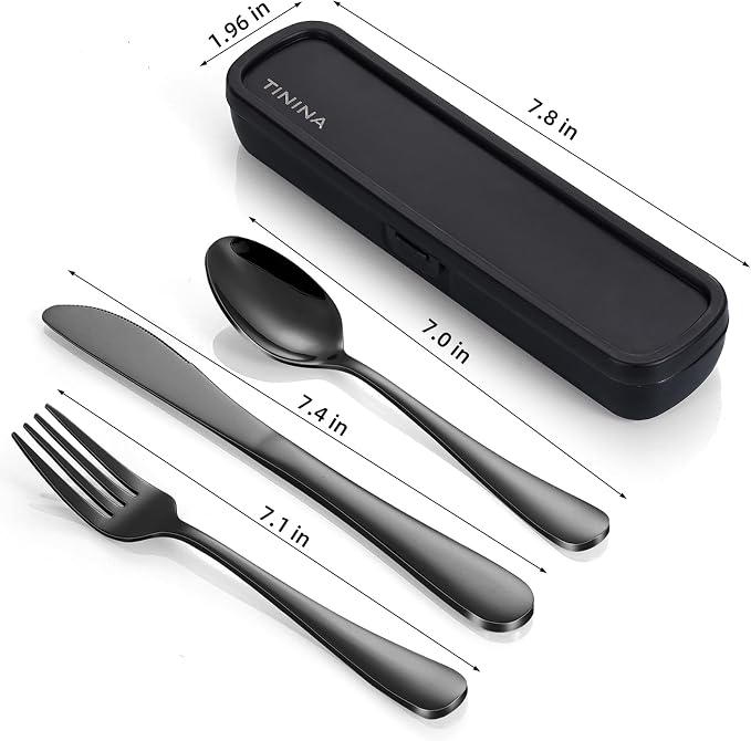 Travel Utensils with Case, 4-Piece Stainless Steel Portable Cutlery Set - Image 6