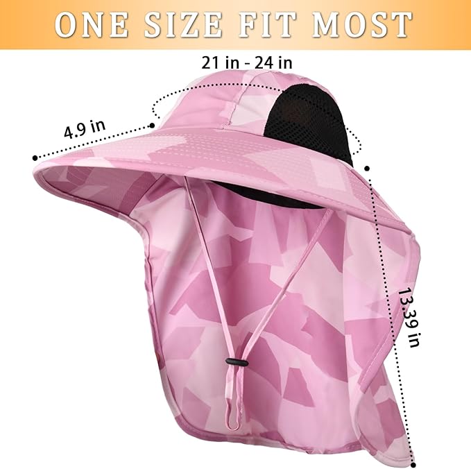 Sun Hat for Men Women with Neck Flap, UPF 50+ UV Protective Hiking Fishing Hats - Image 4