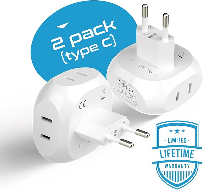 Ceptics European Travel Plug Adapter Europe Power Adaptor Charger 4 Input - Image 3