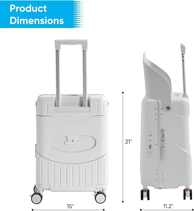 TABU 20" Ride-on Luggage with Seat，Front Opening Carry-On Hardshell Ride On - Image 3