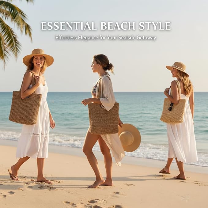 Straw Beach Tote Bag: Large Summer Boho Woven Bags - Image 6