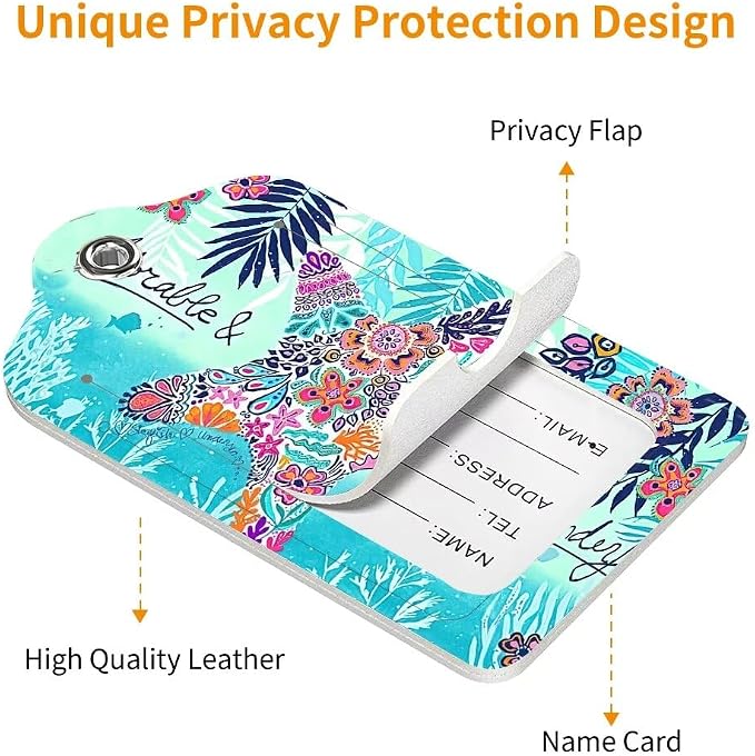 2 Pack Luggage Tag for Suitcase, Cute Unique Leather Bag Tags Identifiers - Image 2