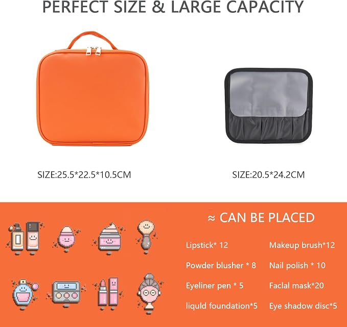 Makeup Bag with Led Mirror, Travel Makeup Organizer with 3 Color Setting & 10X - Image 4