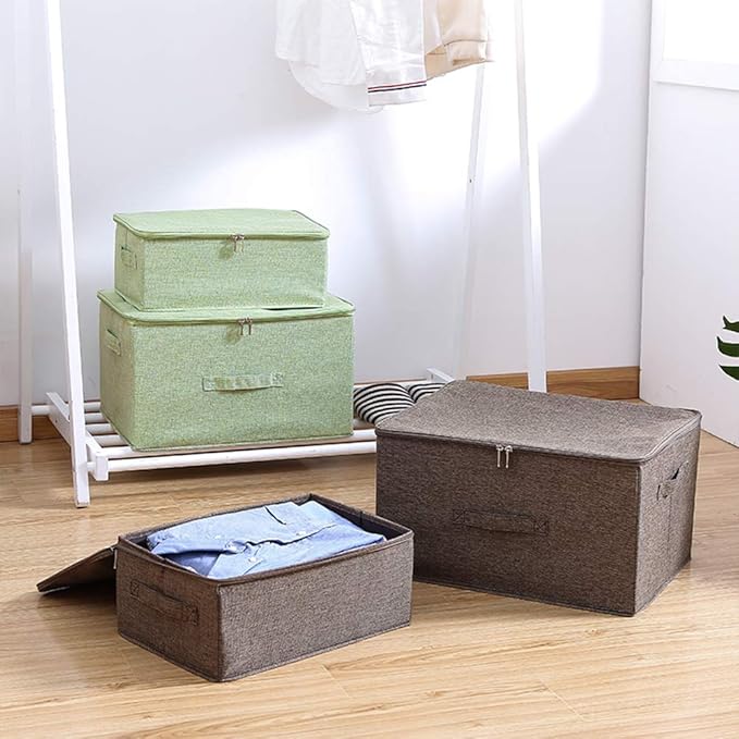 ANMINY 3PCS Storage Bins with Zipper Lids 36 Qt Lidded Fabric Storage Boxes - Image 6