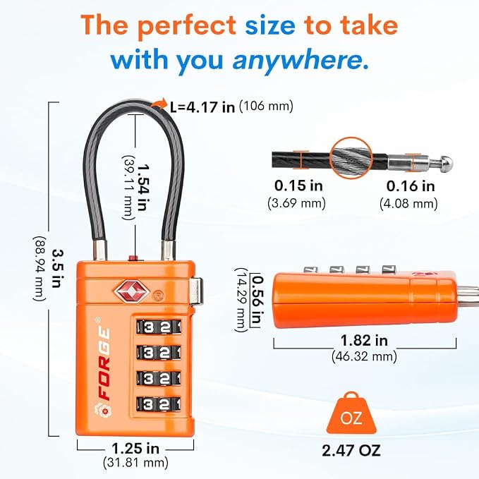 Forge TSA Approved Luggage Locks 4 Digit Combination TSA Travel Locks - Image 7