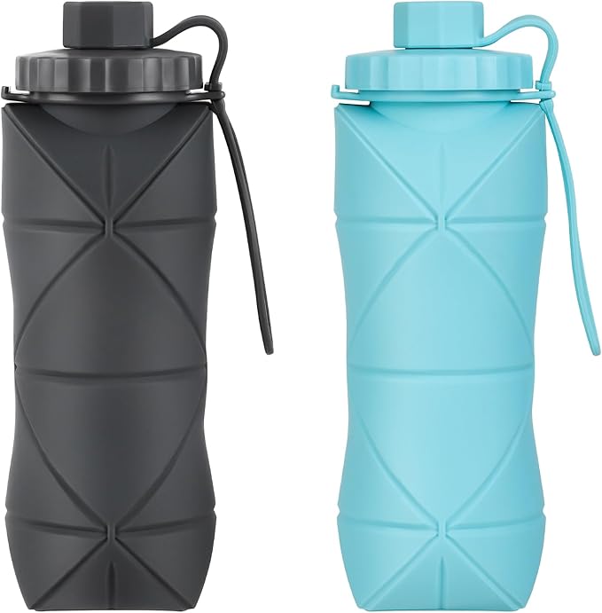 YCT Collapsible Silicone Travel Water Bottle 20oz, Reuseable Leakproof BPA Free by YCT