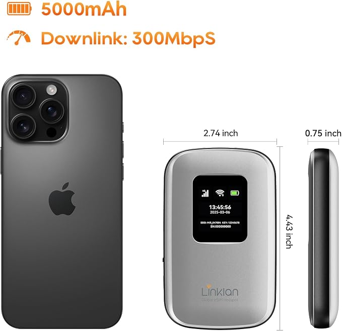 Portable Mobile Hotspot–eSIM Global WiFi Hotspot, No SIM Card/Contract Needed - Image 9