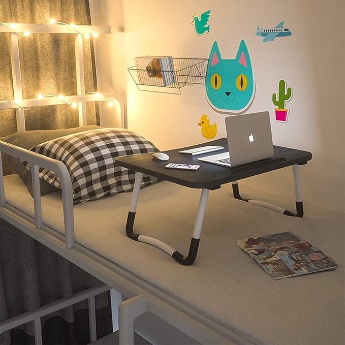 Home Office Lap Desk with Storage Drawer, Cup and Phone Holder, Laptop Bed Tray - Image 3