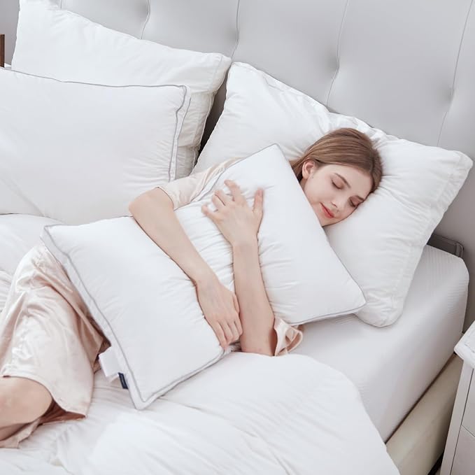 Globon Luxury Feather Down Pillow King Size, Firm Gusseted Bed Pillows - Image 8