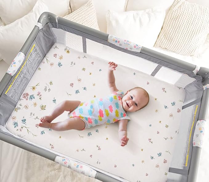 TotAha Premium Stretchy Pack N Play Playard Sheets | Mini Crib - Image 6