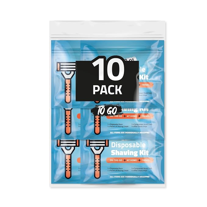 Shaving Kit with Razor, Shaving Cream, Washcloth & Aftershave Wipe – Men’s by KitUSafe