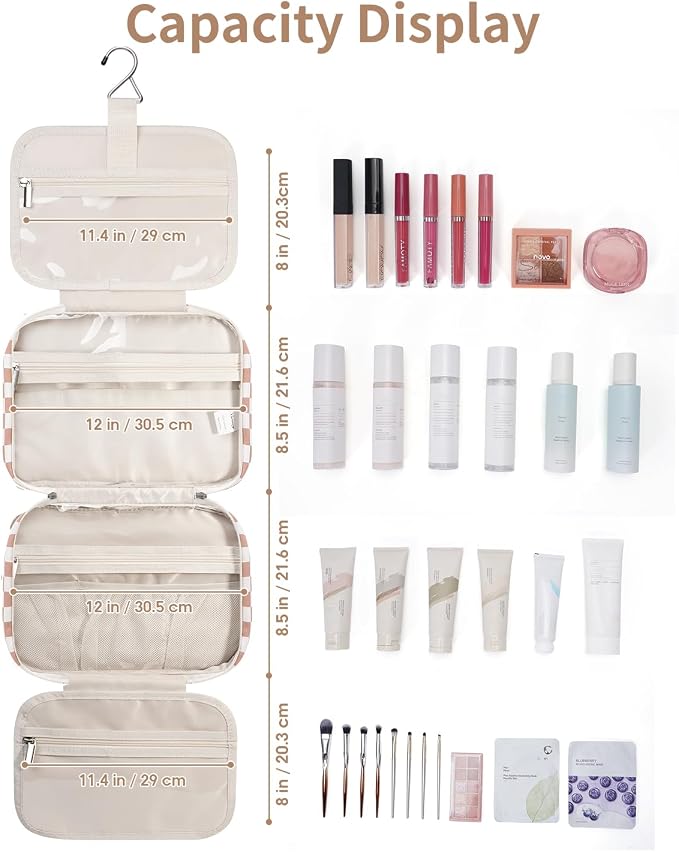 Travel Toiletry Bag for Women Large Hanging Makeup Bag Organizer Toiletries Bag - Image 5