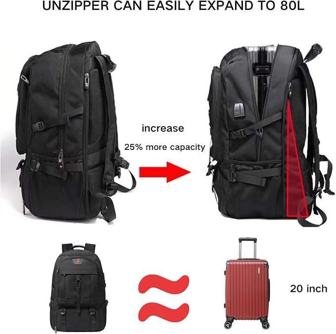 Travel Backpack 50L, 17 Inch Laptop Backpack - Image 5