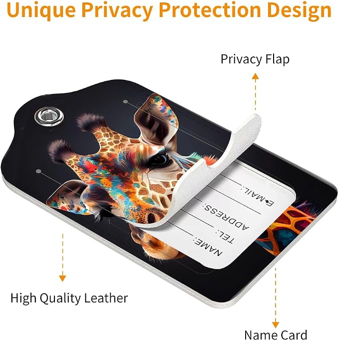 2 Pack Luggage Tag for Suitcase, Cute Unique Leather Bag Tags Identifiers - Image 3