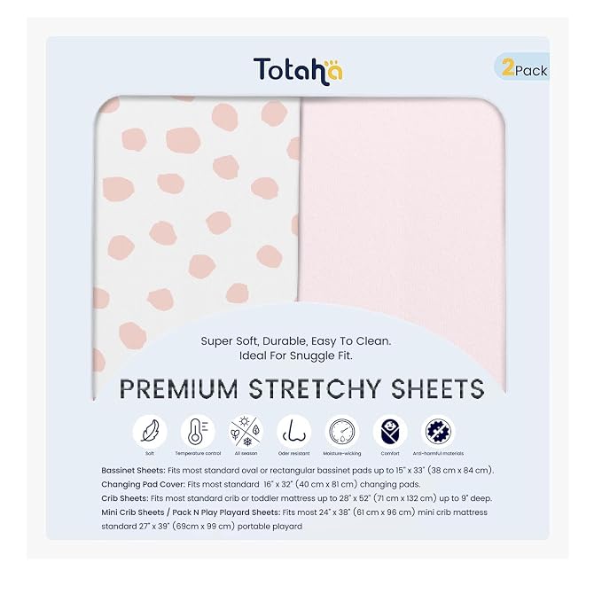 TotAha Premium Stretchy Crib Sheets-Hypoallergenic, Silky Comfort, Buttery Soft by TotAha%7CUnitedStates