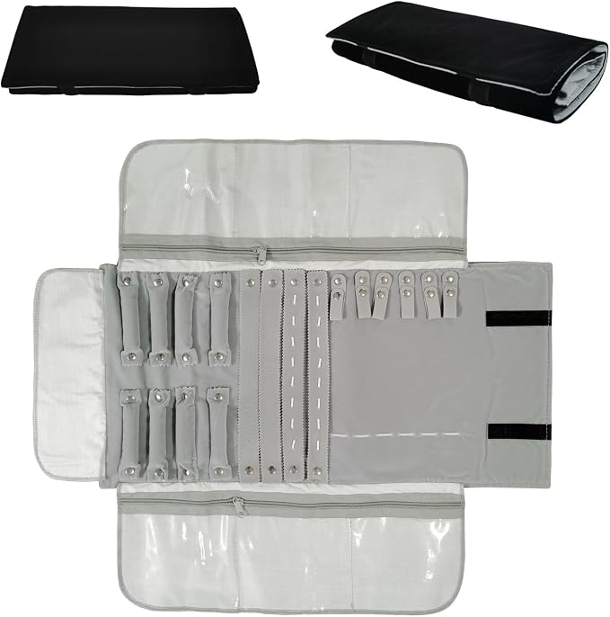 Velvet Travel Jewelry Case Roll Bag Organizer by SCIKHEFT