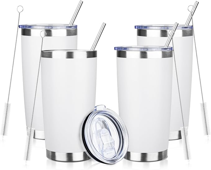 20oz Tumbler with Straw and Brush, Stainless Steel Vacuum Insulated tumbler by Unknown