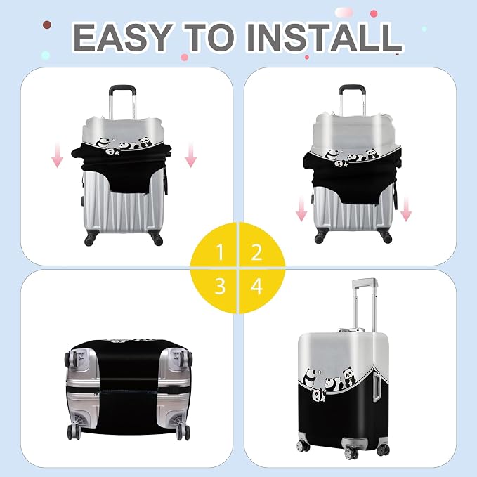 ANNA QUEEN Panda Family Luggage Cover, Cute Panda Design Suitcase Protector - Image 6