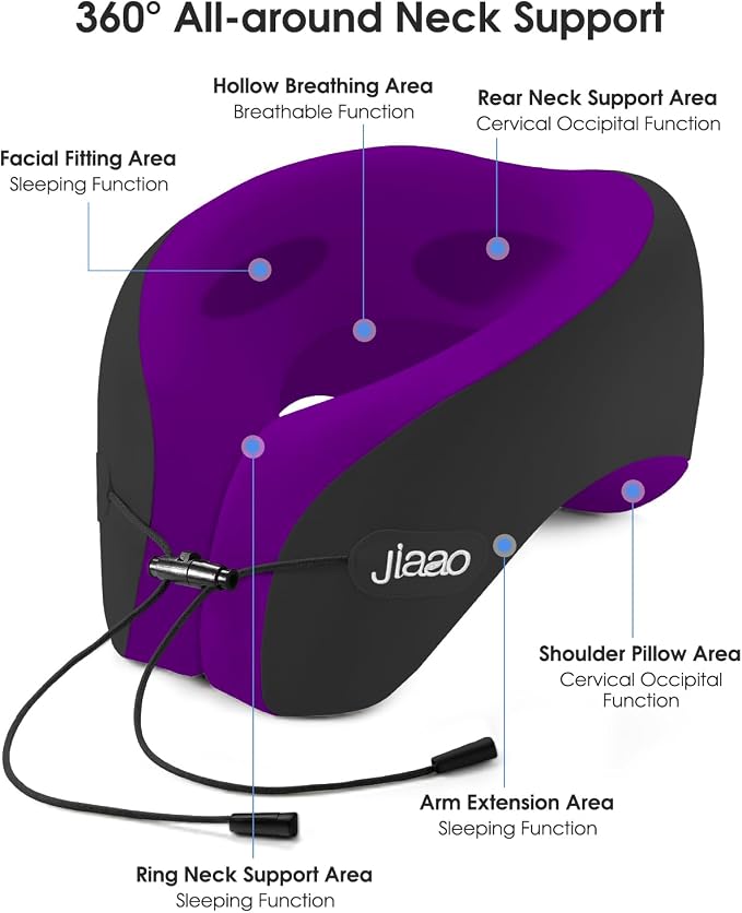 Travel Neck Pillow for Airplanes, Neck Pillow for Traveling, 360º Ergonomic - Image 3