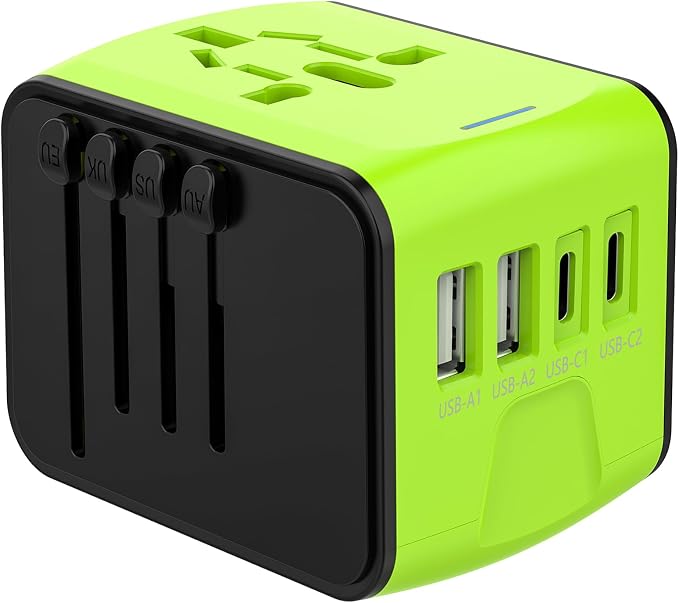 JMFONE International Travel Adapter 2 USB-C & 2 USB-A Ports and Multi AC Sockets by JMFONE