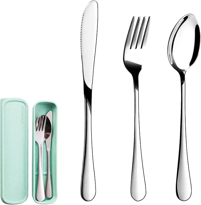 Portable Utensils Set with Case, Lunch Box Includ Fork Spoon Knife, Dishwasher - Image 4