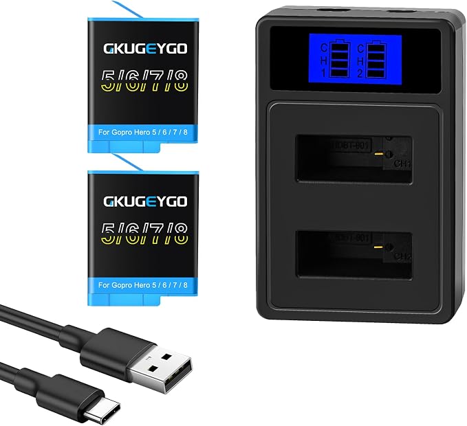 Rechargeable Battery Charger Kit Compatible by GKUGEYGO
